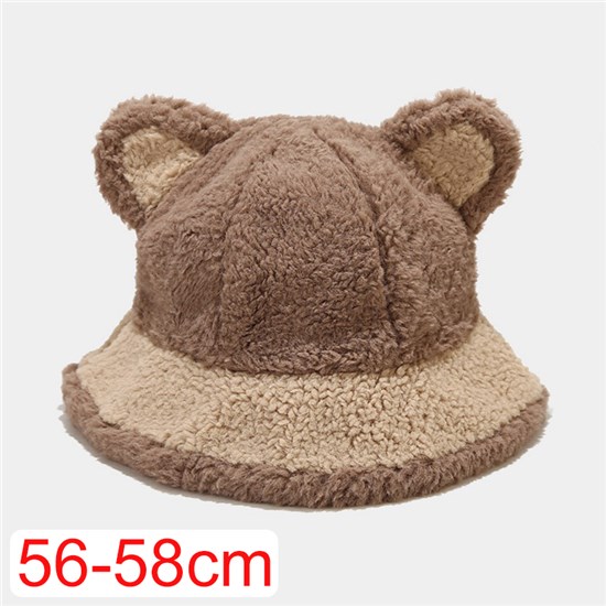 Cute Plush Bear Ear Bucket Hat Fisherman Hat