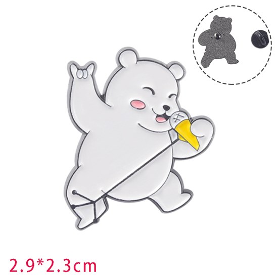 Music Polar Bear Enamel Brooch Pin Badge 