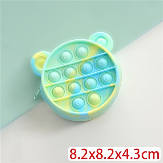 Cute Bear Pop Coin Purse PVC Wallet Popper Bubble Sensory Kid Teenage Fidget Toy