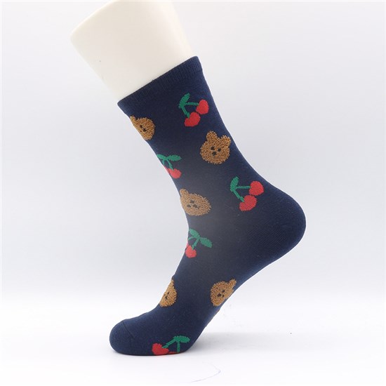 Funny Bear Cherry Socks Animal Socks 