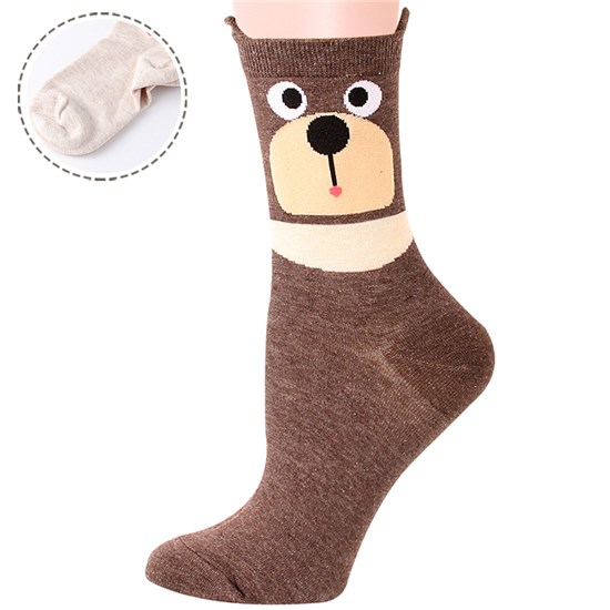 Womens Bear Socks Cute Animal Cotton Ankle Sock Funny Colorful Novelty Sox Women Gift