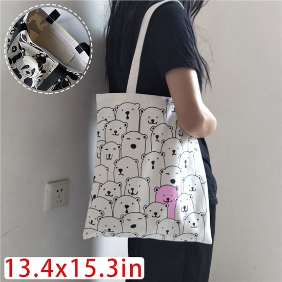 Cute Cartoon Bear Canvas Shopping Bag Tote Bag Shoulder Bag