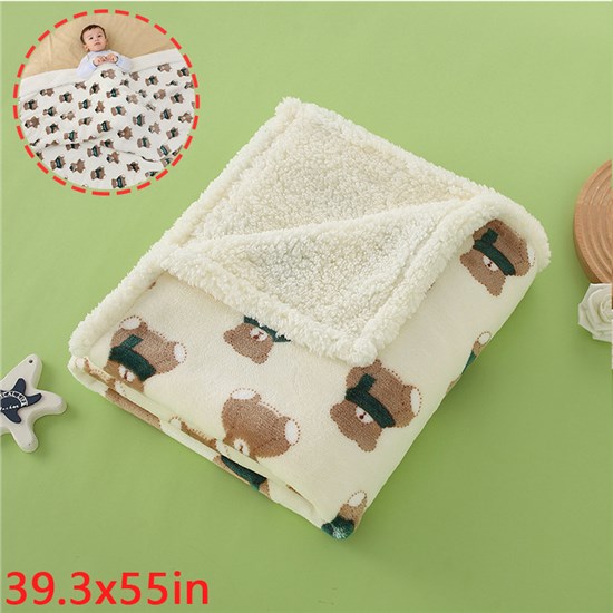 Cute Bear Pattern Flannel Soft Blanket for Kids