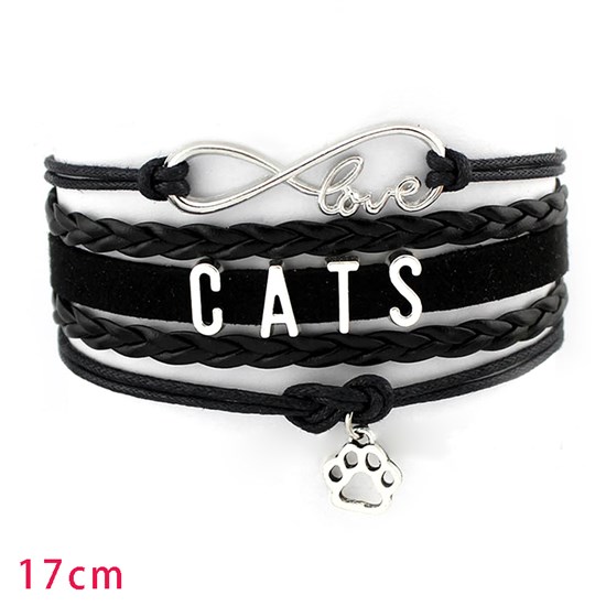 Cat Paw Black Braided Leather Bracelets