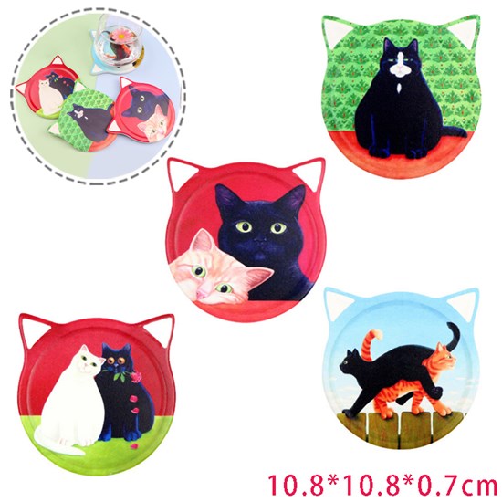 Funny Coasters Cat Style Table Desk Tea Coffee Beer Water Cup Mat Set