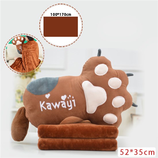 Cat Paw Brown  Cartoon Blanket Pillow Soft Warm Air Conditioning Blanket Bed Sofa Office