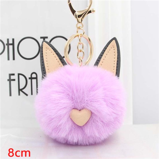 Cute Cat Puff Ball Pom Pom Keychain Key Ring
