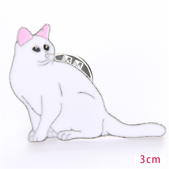White Cat Pet Alloy Brooch Lapel Pin