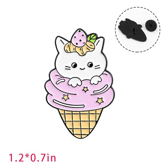 Ice Cream Cat Enamel Brooch Pin for Jackets Backpacks Cloths Funny Animals Badge Pin for Women/Men