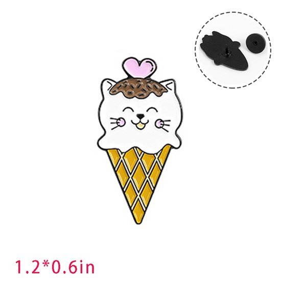 Ice Cream Cat Enamel Brooch Pin for Jackets Backpacks Cloths Funny Animals Badge Pin for Women/Men