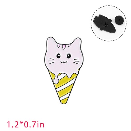 Ice Cream Cat Enamel Brooch Pin for Jackets Backpacks Cloths Funny Animals Badge Pin for Women/Men