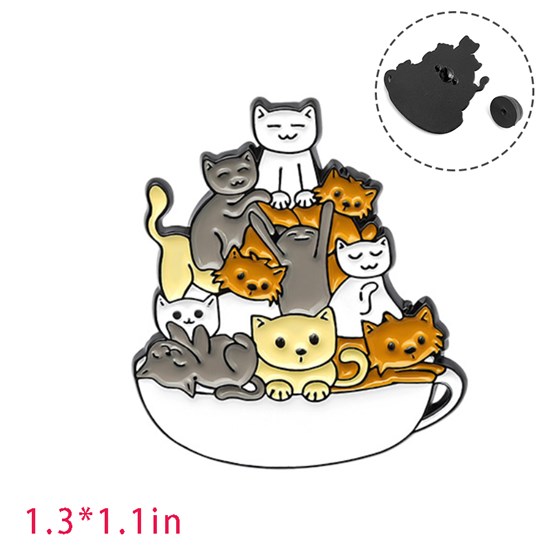 Cute Cartoon Animal Cats Enamel Pin Brooch