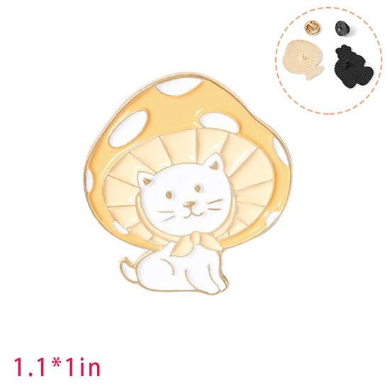 Cute Cartoon Animal Mushroom Cat Enamel Pin Brooch