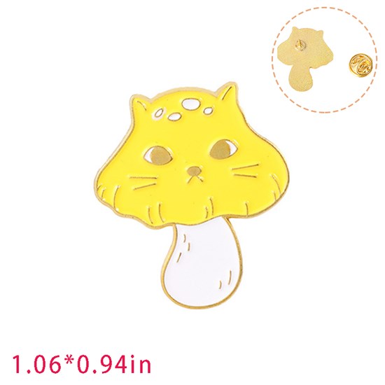 Cute Cartoon Animal Mushroom Cat Enamel Pin Brooch
