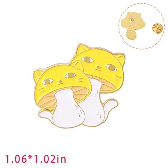 Cute Cartoon Animal Mushroom Cat Enamel Pin Brooch