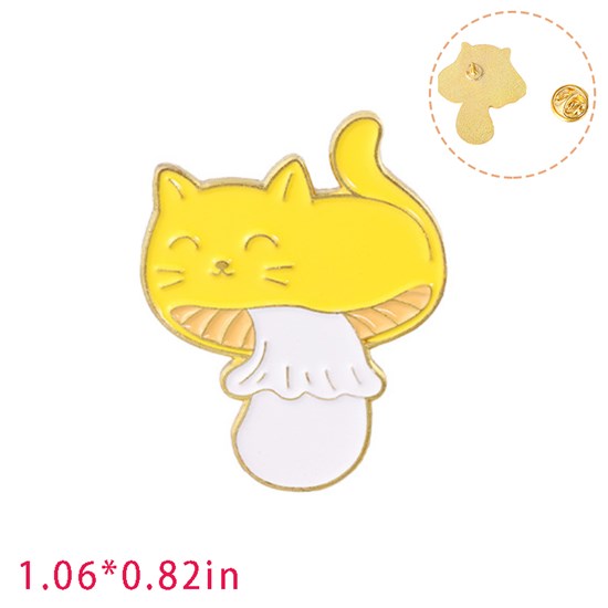 Cute Cartoon Animal Mushroom Cat Enamel Pin Brooch