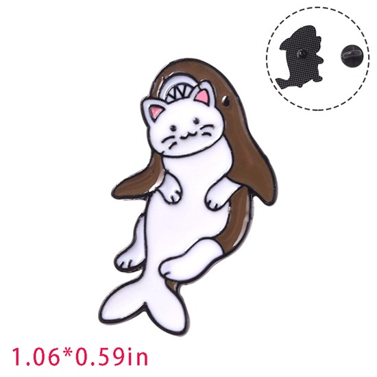 Cartoon Animal Cat Shark Funny Enamel Pin Brooch