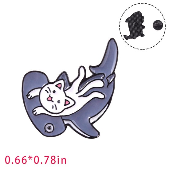 Cartoon Animal Cat Shark Funny Enamel Pin Brooch
