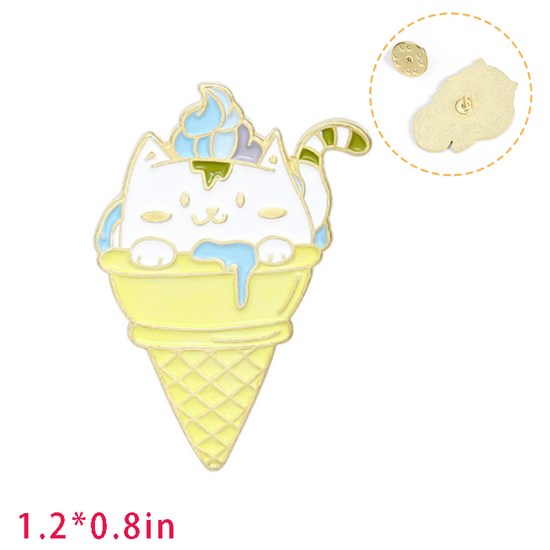 Ice Cream Cat Enamel Brooch Pin Badge