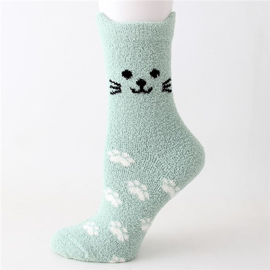 Lovely Cat Women Cotton Coral Velvet Socks