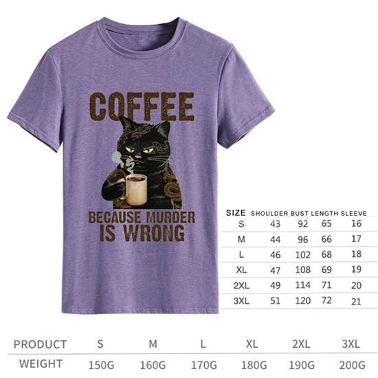 Coffee Cat Women Purple T Shirt