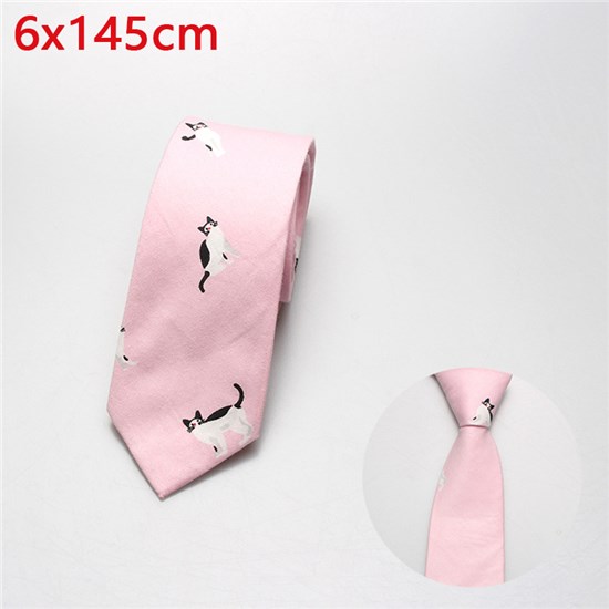 Funny Fashion Cute Cat Pink Necktie Animals Tie 
