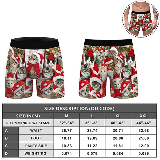 Christmas Cat Brief Underwear Funny Panties 