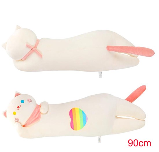 White Long Cat Plush Body Pillow Stuffed Animals Kawaii Plush Toy