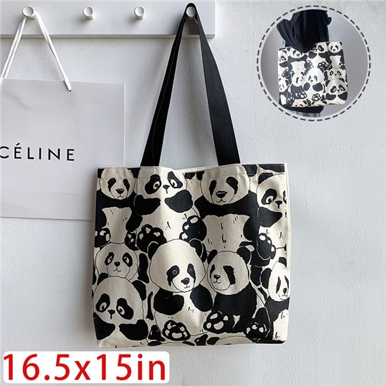 Cute Cartoon Panda Canvas Shopping Bag Tote Bag Shoulder Bag