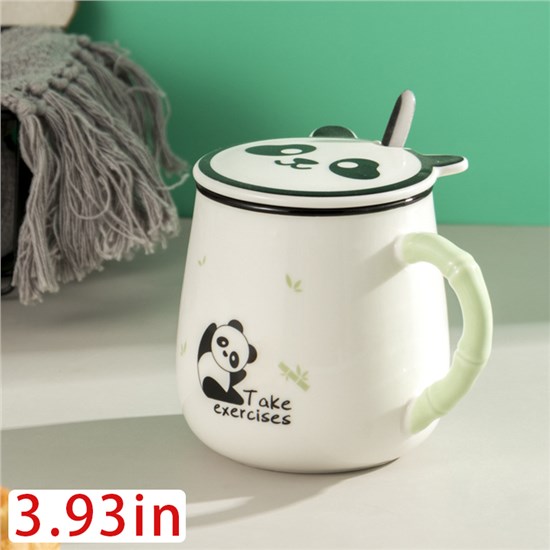 Funny Coffee Mug, Cute Ceramic Panda Mugs, Lovely Animal Tea Cups with Lid and Spoon
