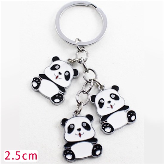 Cute Panda Alloy Keychain Charm Pendants Keyring