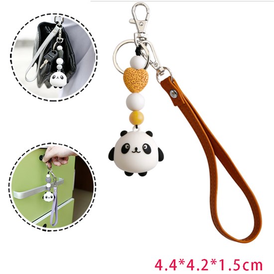 Panda Key Ring Bangle Wristlet Keychain