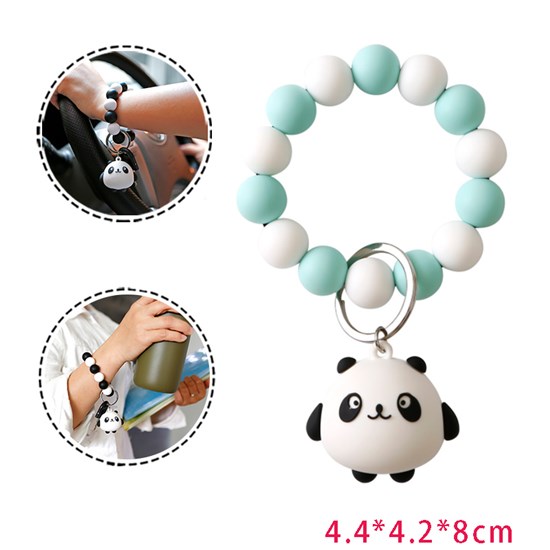 Panda Unique Stylish Beaded Key Ring Bangle Wristlet Keychain