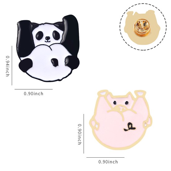 Panda Pig Enamel Brooch Pins for Jackets Backpacks Cloths Funny Animals Badge Pins for Women/Men