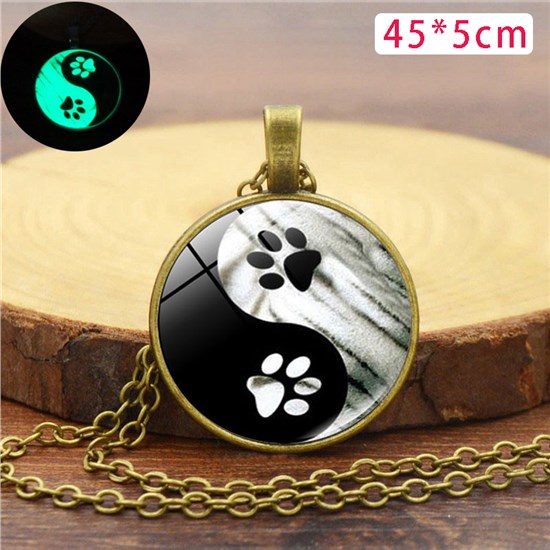 Cat Paw Pendant Luminous Necklace Stained Glass Necklace 