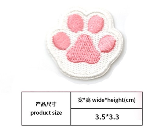 White Cat Paw Embroidered Patch For Clothes DIY Accessories