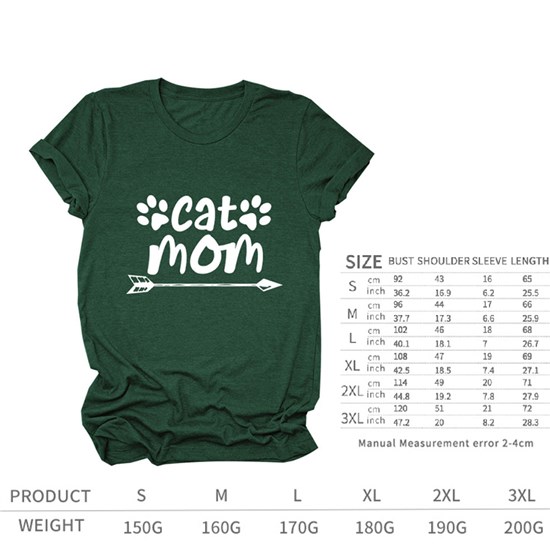 Cat Mom Cat Paw Women Green T Shirt