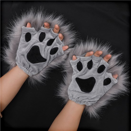 Cat Bear Paw Gloves Fingerless Gloves Mittens Half Finger Paw Gloves Cosplay Costume Halloween Fancy Party Costume Accessories