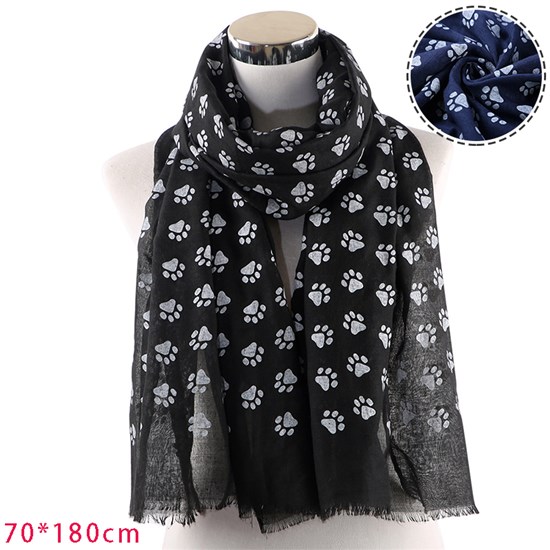 Cute Cat Paw Animals Scarf for Women Head Wrap Scarves 