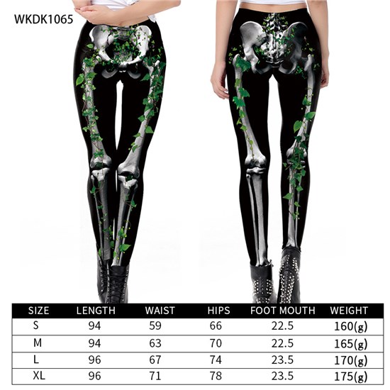 Halloween Skeleton Gothic Women's Printed Leggings Yoga Pants
