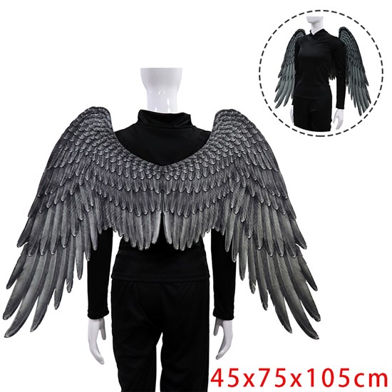 3D Angel Wings Cosplay Performance Props Black Wings Halloween Party Mardi Gras Cosplay Accessory