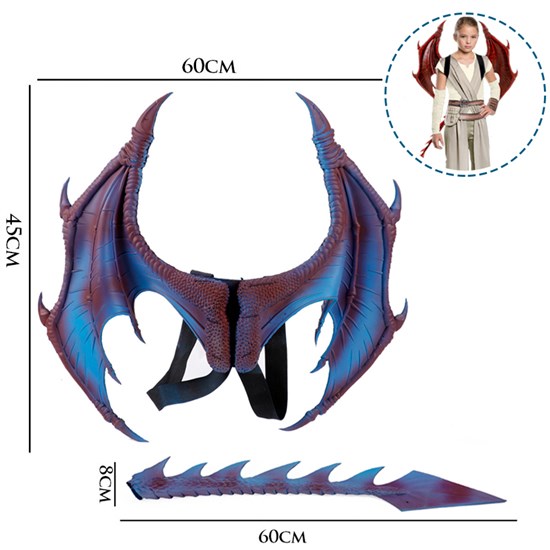 Dragon Wings Costume Children's Props Cosplay Wing Dinosaur Tail Mask Set for Kids