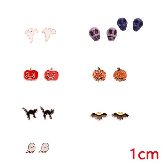Halloween Theme Pumpkin Ghost Bat Stud Earring Sets