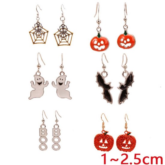 Halloween Theme Pumpkin Spider Bat Stud Earring Sets