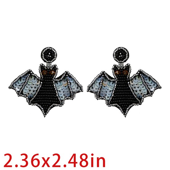 Halloween Bat Handmade Beaded Drop Dangle Earrings
