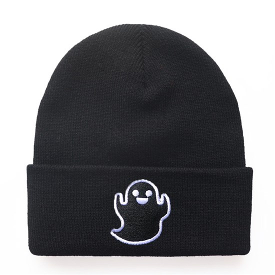 Halloween Ghost Black Knitted Beanie Hat Knit Hat Cap
