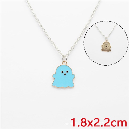 Halloween Theme Cute Blue Ghost Necklace