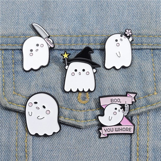 Halloween Ghost Enamel Pin Brooch Badge Set