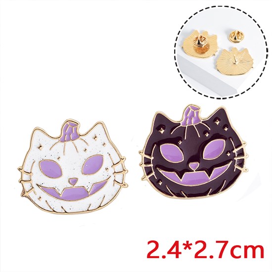 Halloween Pumpkin Cat Brooch Pins Badge Set