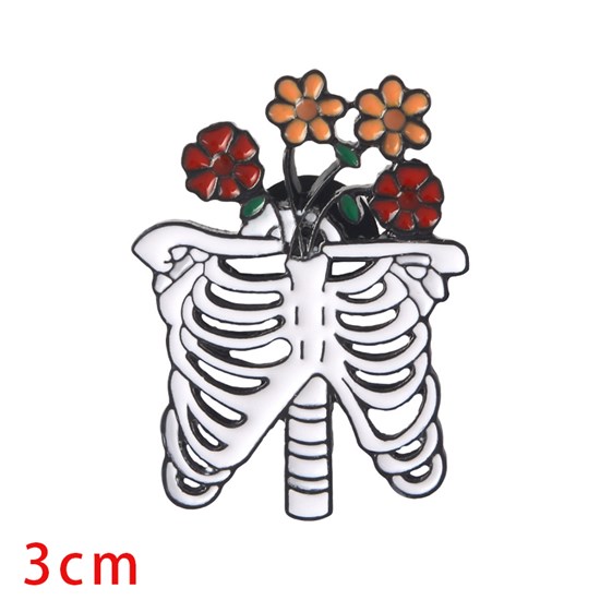 Funny Halloween Skull Flower Enamel Pin Horror Brooch Badge